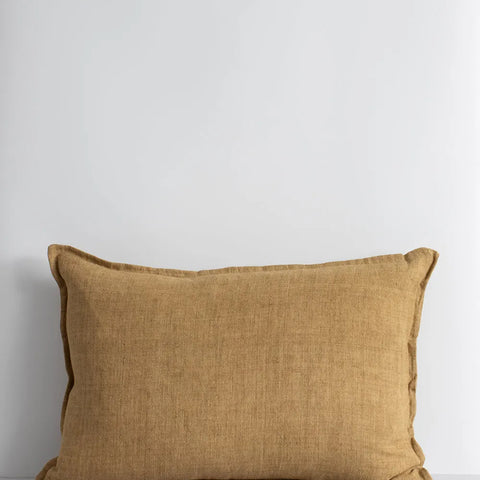 Baya linen lumbar cushion in a cumin brown