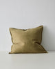 The Fiore cushion with flange edge, by Weave Home, in colour 'Sergeant' - a trending olive green.