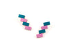 Teal blue and baby pink acrylic earrings by UK designer Mystic Forms