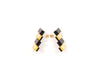 Acrylic geometric designer earrings in gold and matte black, with gold posts