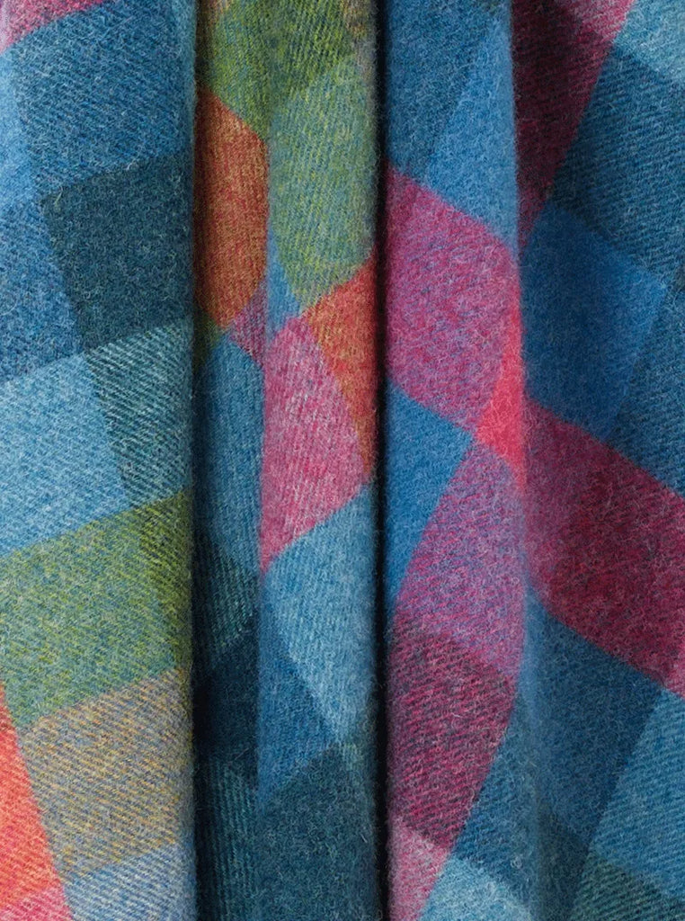 Close up of the 'Tutti Frutti' colourful NZ wool throw blanket by Exquisite Wool Traders