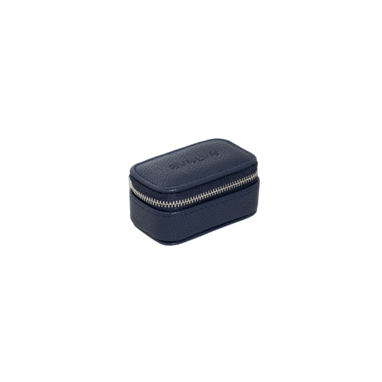 A small, zip up vegan leather jewellery box or carrier, from Evolve, in a stylish shade of Navy.