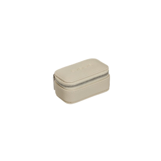 A small, zip up vegan leather jewellery box or carrier, from Evolve, in a stylish shade of Taupe.