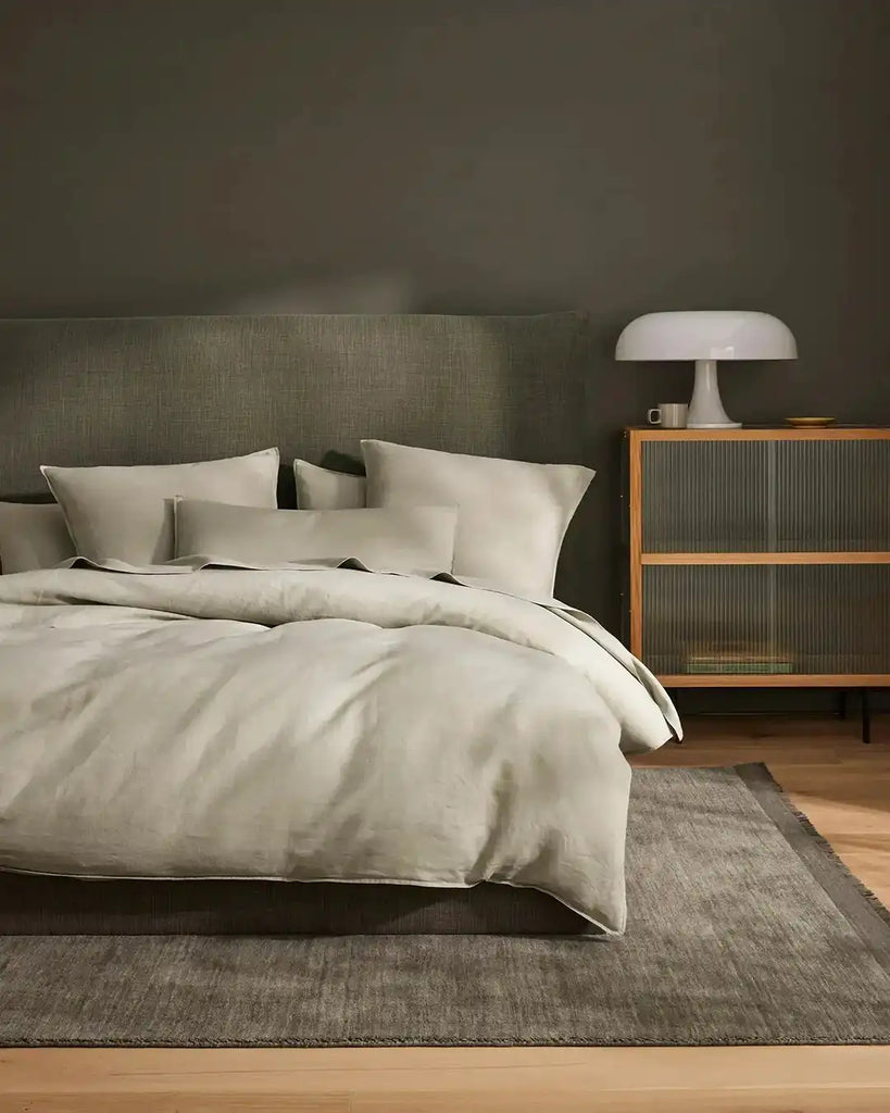 French flax linen bedding set displayed in a stylish nz home