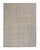 A full image of a textural loop pile floor rug in cool taupe tones with slight grid-like patterning in the weave. 