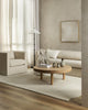 The Baya Sandringham light creamy white wool rug, seen in a modern living room