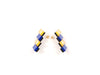 Blue and gold acrylic earrings with gold posts by UK designer Mystic Forms