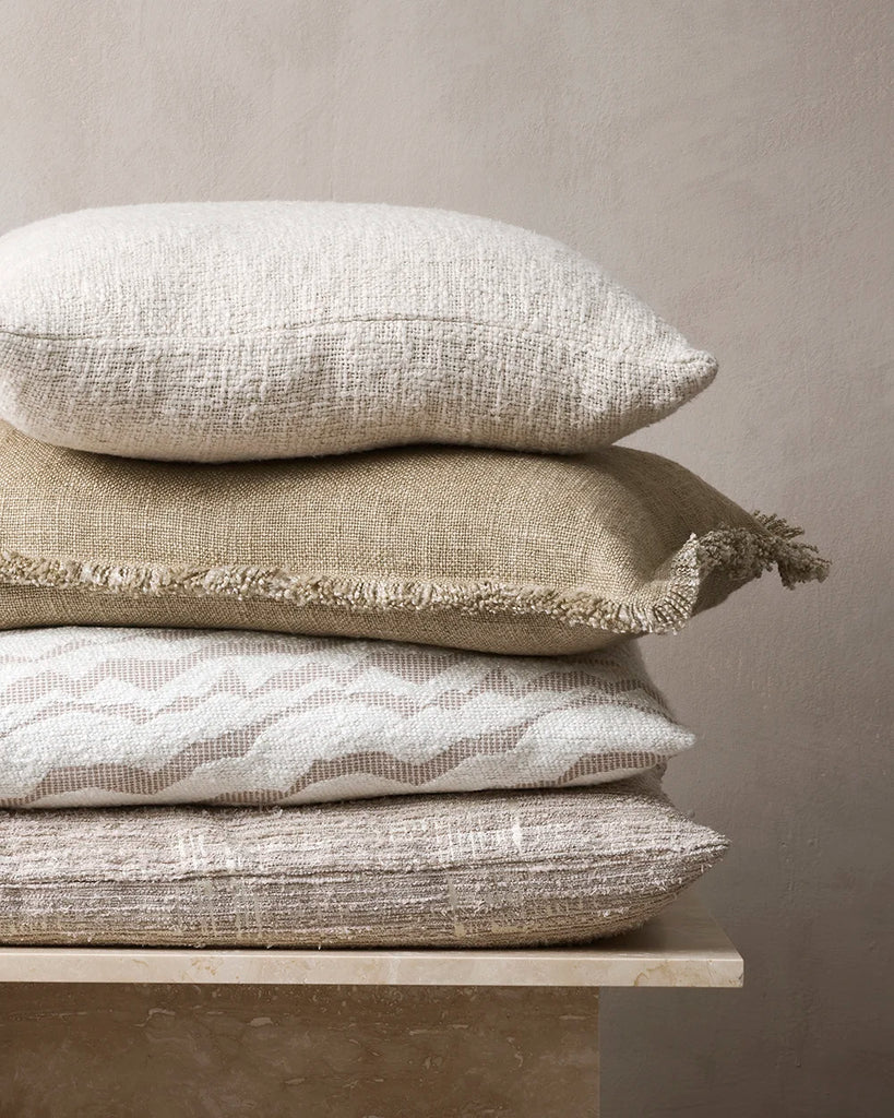 Neutral cushions in varied textures, by Baya nz