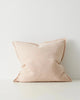 Pale pink square cushion with flange detail, the Fiore Nectar by Weave Home nz