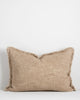 Light brown, beige coloured lumbar cushion with soft fringe detail, by Baya nz