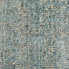 Close up of the weave of a viscose blend statement rug in shades of muted ocean blue, by Globe West and Soren Liv NZ.