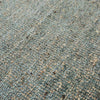 Close up of the weave of a viscose blend statement rug in shades of muted ocean blue, by Globe West and Soren Liv NZ.