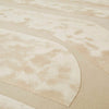 Detailed view showing the weave of a cream, light natural beige floor rug with geometric designs rendered in alternating pile heights, by Globe West and Soren Liv NZ.