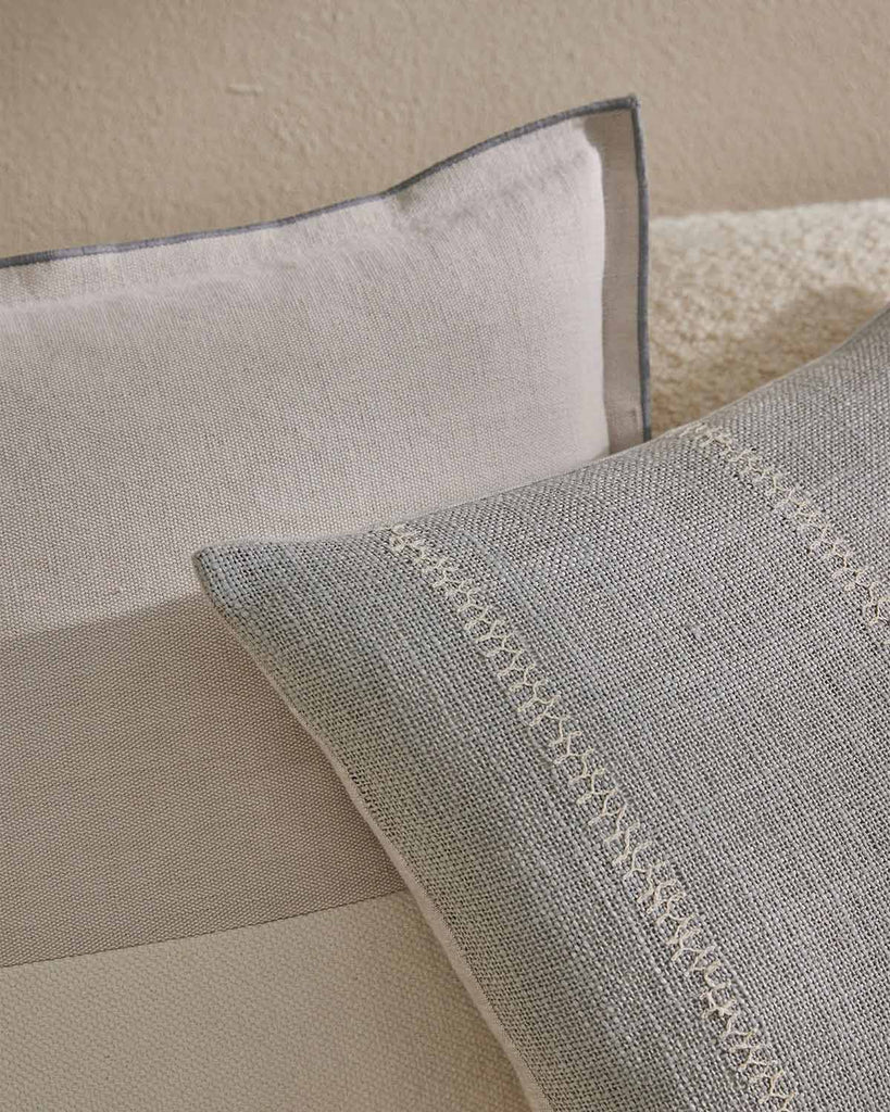 Soft blue, white and beige cushions by Weave Home